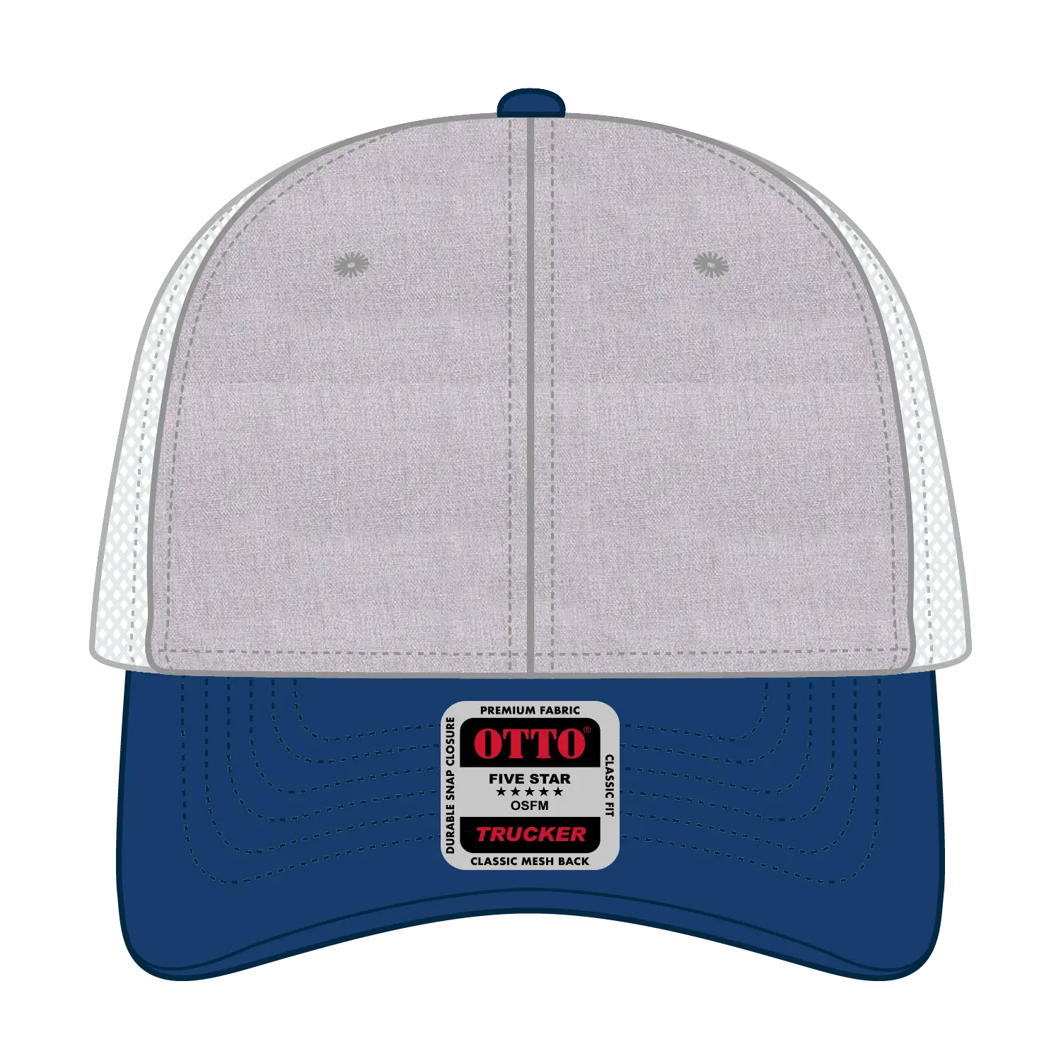 OTTO 83-1239 6 Panel Low Profile Mesh Back Trucker Cap - Royal/HeatherGry/White - Royal/HeatherGry/White / 6 1/2’’ - 7