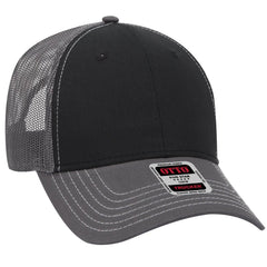 OTTO 83-1239 6 Panel Low Profile Mesh Back Trucker Cap - Ch.Gry/Blk/Ch.Gry - Ch.Gry/Blk/Ch.Gry / 6 1/2’’ - 7 5/8’’