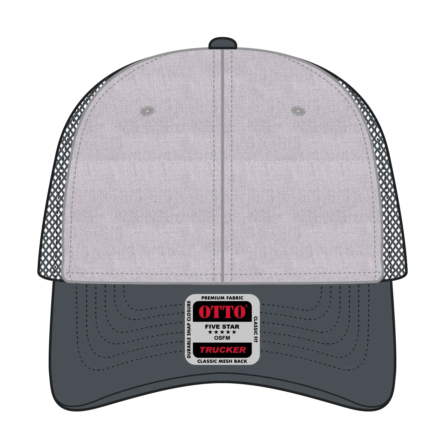 OTTO 83-1239 6 Panel Low Profile Mesh Back Trucker Cap - CharcoalGray/HeatherGray/CharcoalGray