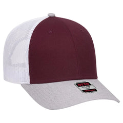 OTTO 83-1239 6 Panel Low Profile Mesh Back Trucker Cap - HeatherGray/Maroon/White - HeatherGray/Maroon/White / 6 1/2’’