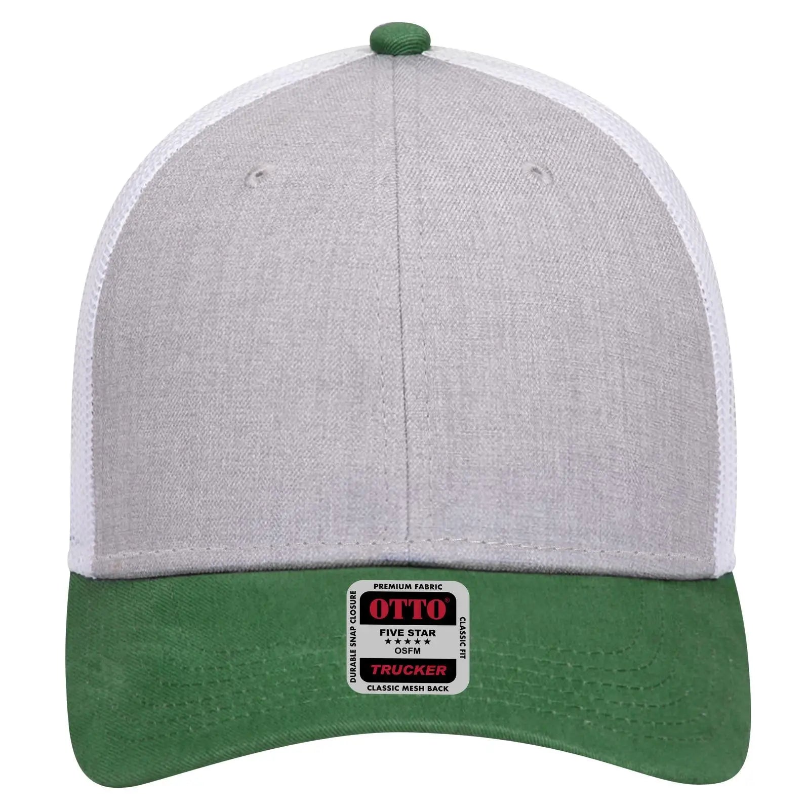 OTTO 83-1239 6 Panel Low Profile Mesh Back Trucker Cap - Kelly/HeatherGray/White - Kelly/HeatherGray/White / 6 1/2’’