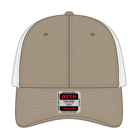 OTTO 83-1239 6 Panel Low Profile Mesh Back Trucker Cap - Dk.Kha/Dk.Kha/Wht - Dk.Kha/Dk.Kha/Wht / 6 1/2’’ - 7 5/8’’