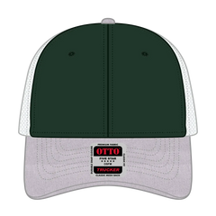 OTTO 83-1239 6 Panel Low Profile Mesh Back Trucker Cap - HeatherGray/DarkGreen/White - HeatherGray/DarkGreen/White / 6