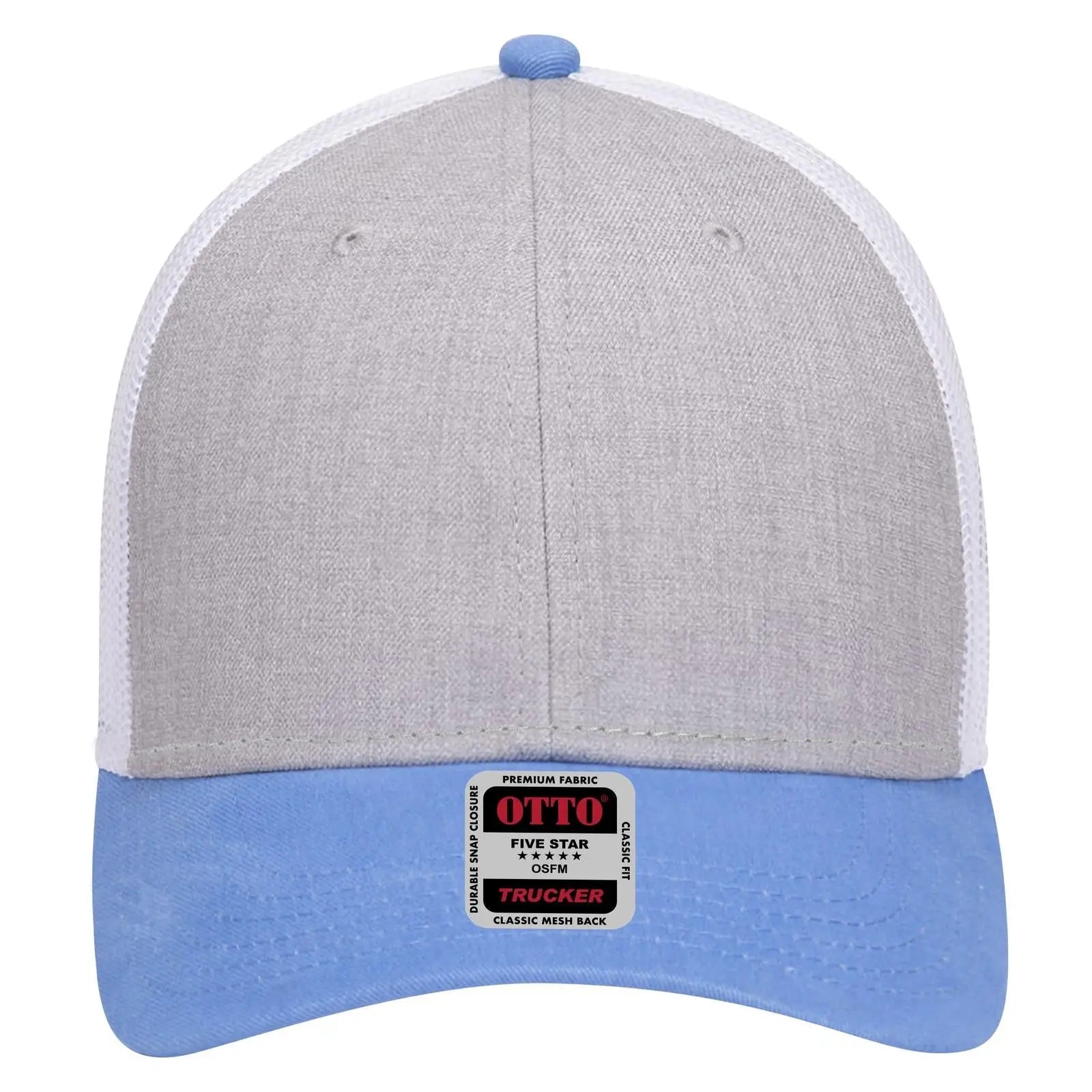 OTTO 83-1239 6 Panel Low Profile Mesh Back Trucker Cap - ColombianBlue/HeatherGray/White