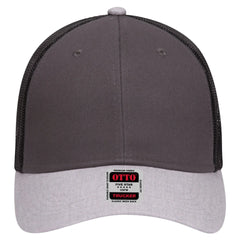 OTTO 83-1239 6 Panel Low Profile Mesh Back Trucker Cap - Ht.Gray/Char.Gray/Blk - Ht.Gray/Char.Gray/Blk / 6 1/2’’ - 7