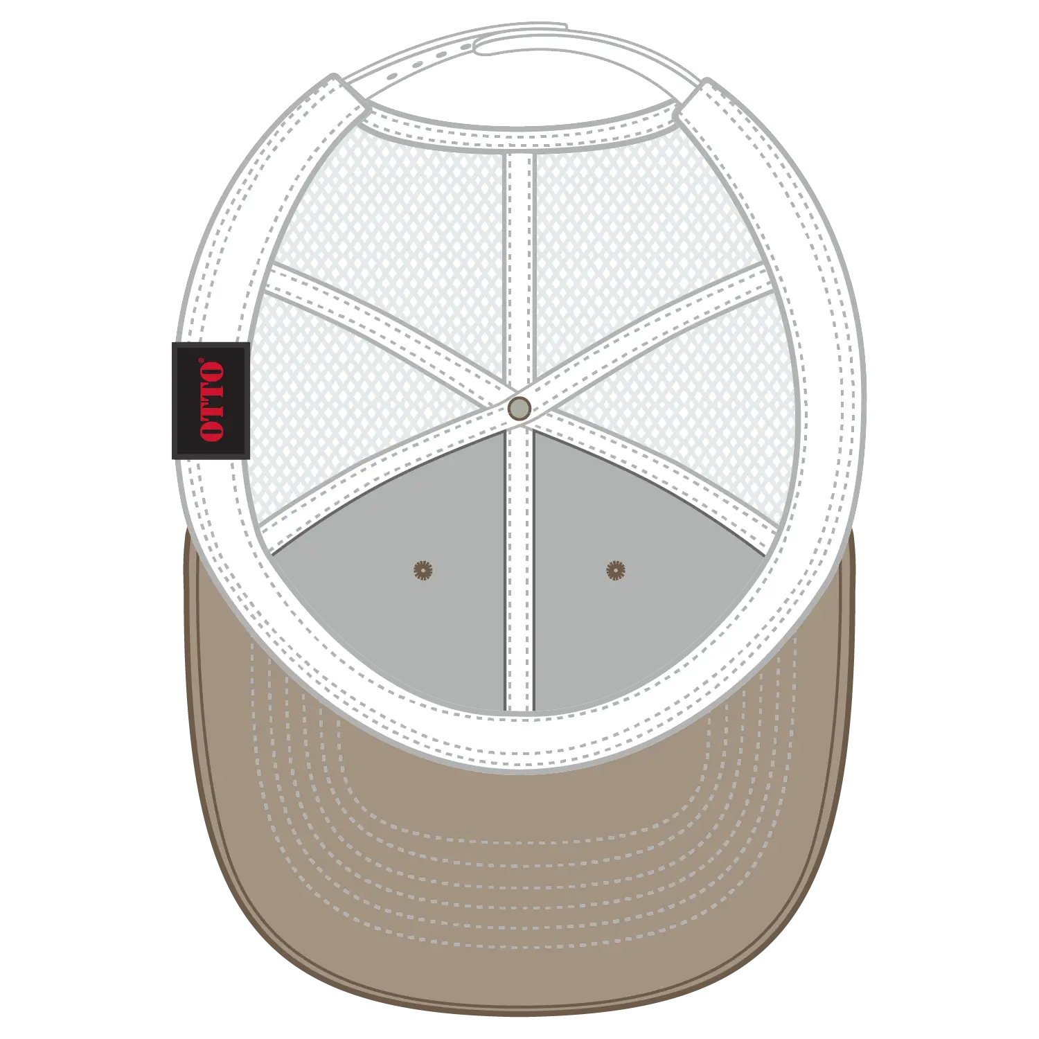 OTTO 83-1239 6 Panel Low Profile Mesh Back Trucker Cap - Dk.Kha/Dk.Kha/Wht - Dk.Kha/Dk.Kha/Wht / 6 1/2’’ - 7 5/8’’