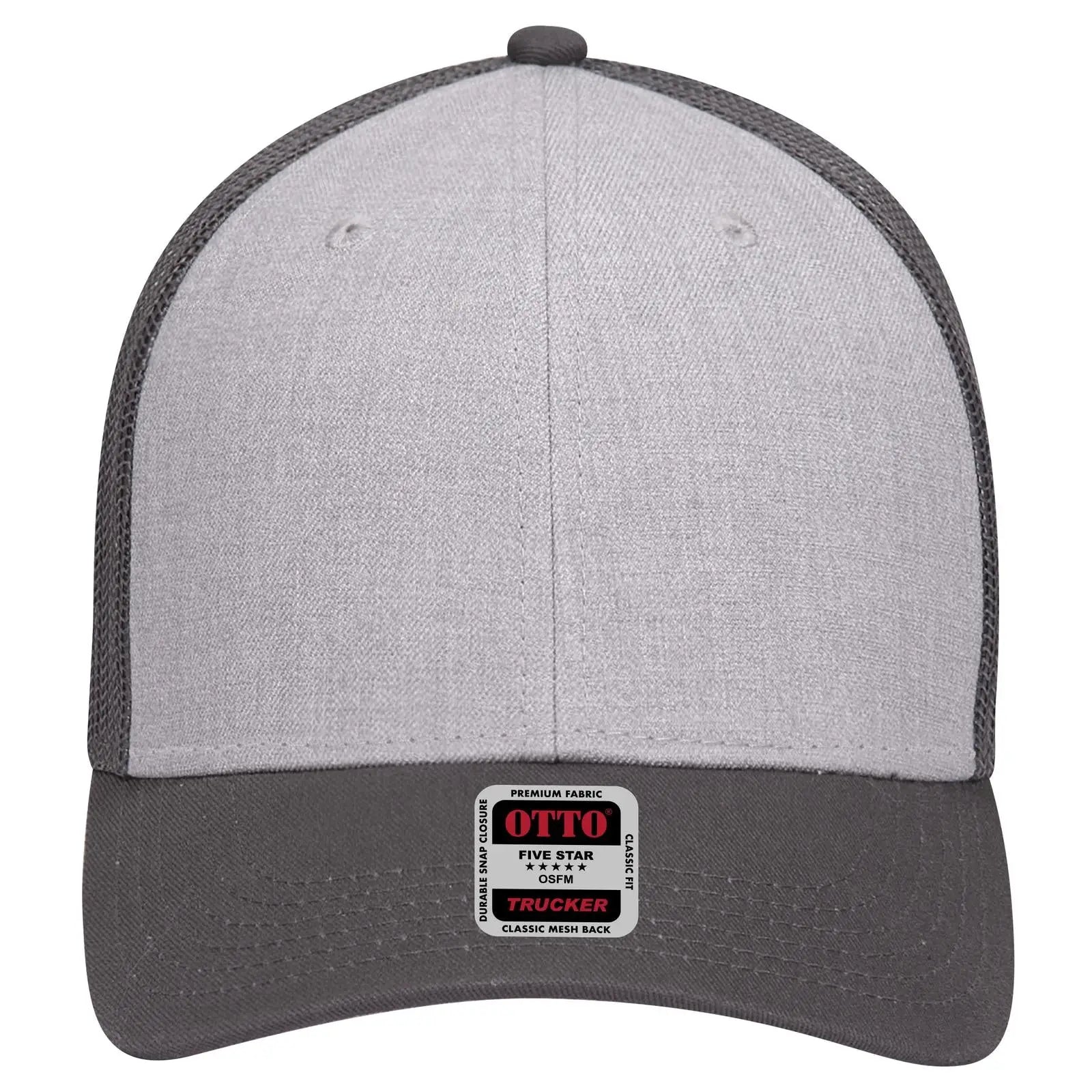 OTTO 83-1239 6 Panel Low Profile Mesh Back Trucker Cap - CharcoalGray/HeatherGray/CharcoalGray