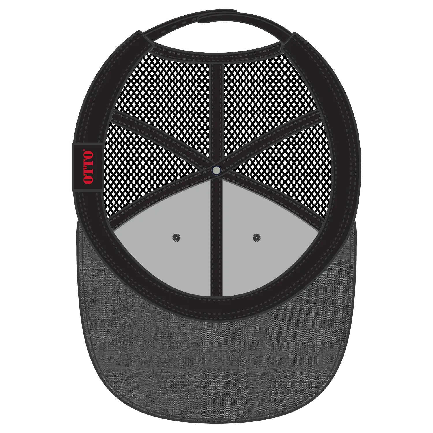 OTTO 83-1239 6 Panel Low Profile Mesh Back Trucker Cap - Black - Black / 6 1/2’’ - 7 5/8’’