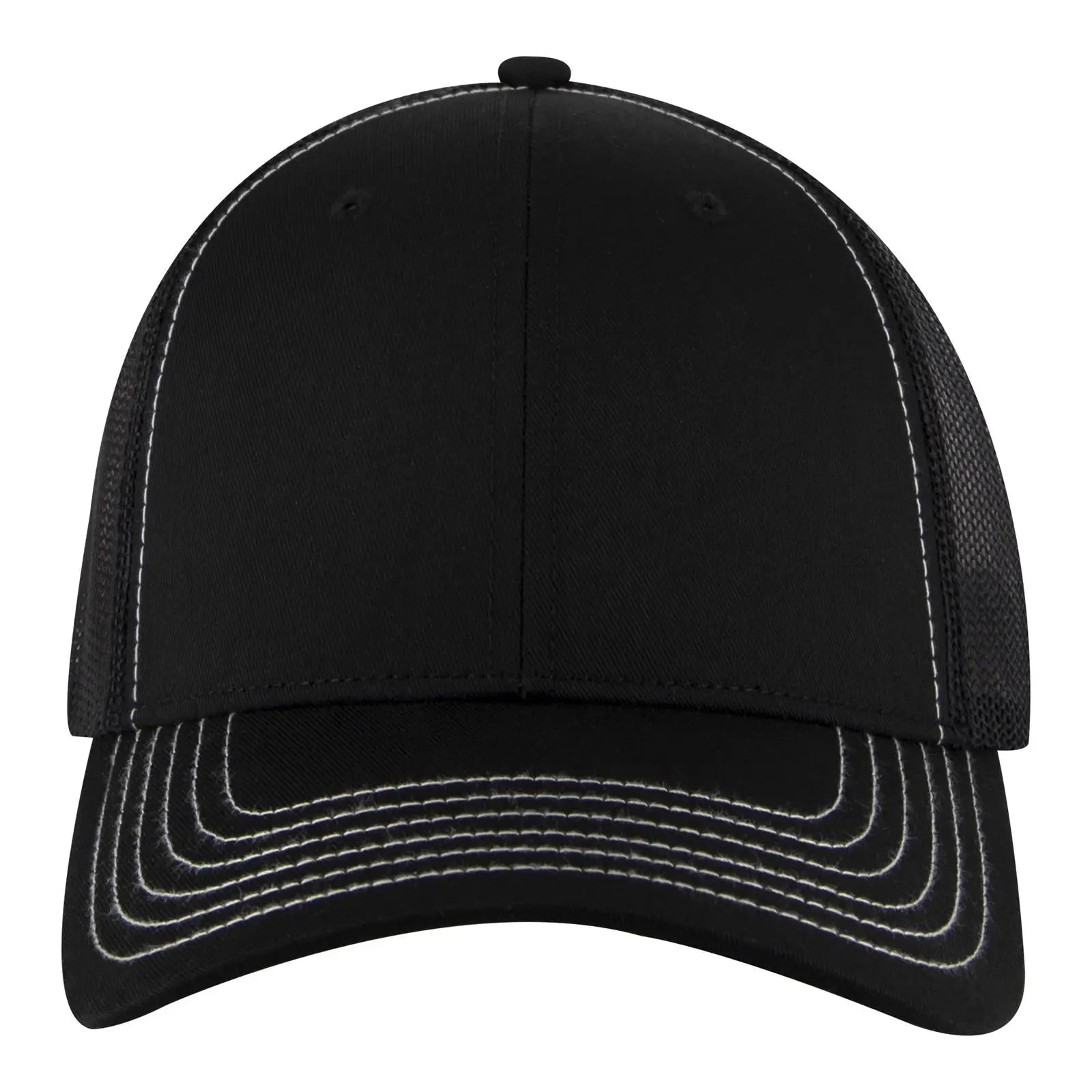 OTTO 83-1239 6 Panel Low Profile Mesh Back Trucker Cap - Black