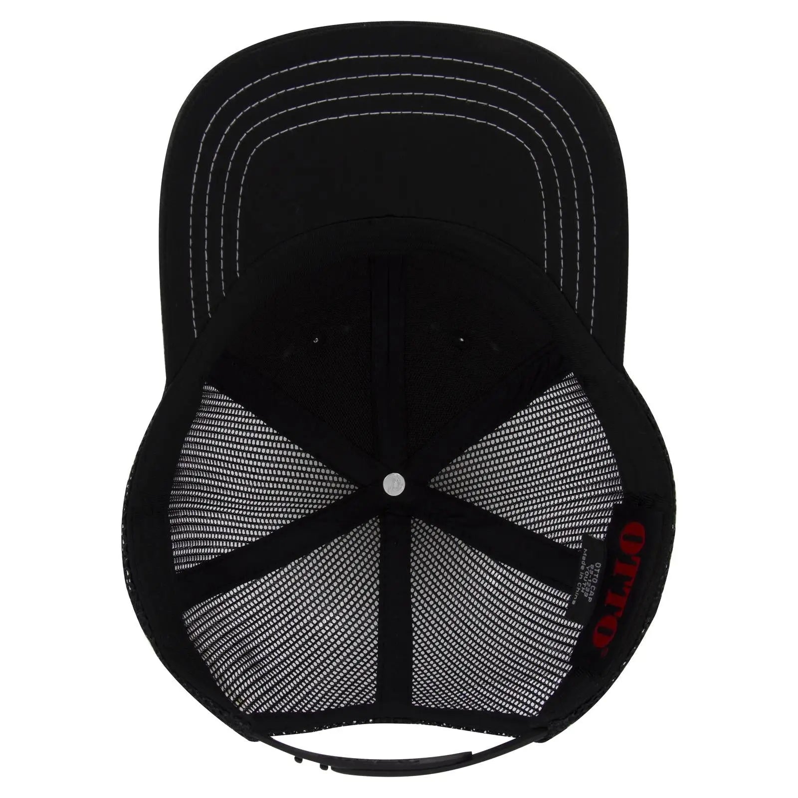OTTO 83-1239 6 Panel Low Profile Mesh Back Trucker Cap - Black