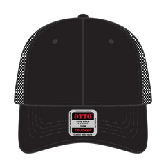OTTO 83-1239 6 Panel Low Profile Mesh Back Trucker Cap - Black - Black / 6 1/2’’ - 7 5/8’’