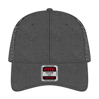 OTTO 83-1239 6 Panel Low Profile Mesh Back Trucker Cap - Black - Black / 6 1/2’’ - 7 5/8’’