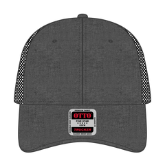 OTTO 83-1239 6 Panel Low Profile Mesh Back Trucker Cap - Black - Black / 6 1/2’’ - 7 5/8’’
