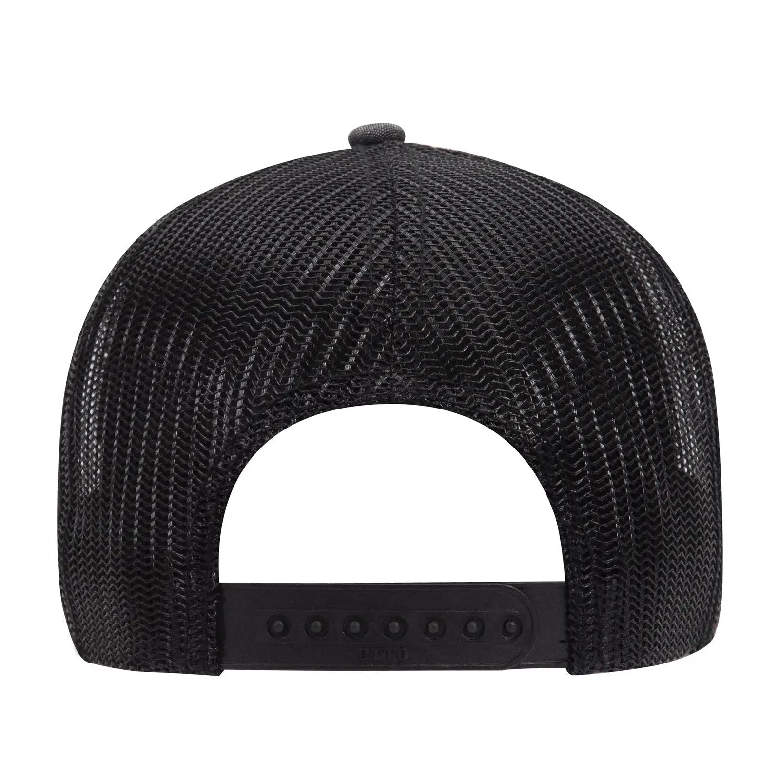 OTTO 83-1239 6 Panel Low Profile Mesh Back Trucker Cap - Black - Black / 6 1/2’’ - 7 5/8’’