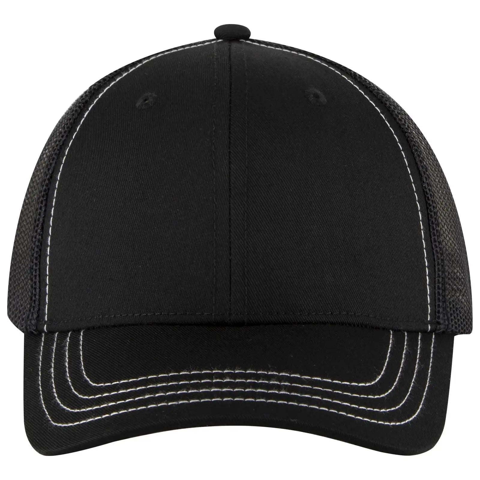 OTTO 83-1239 6 Panel Low Profile Mesh Back Trucker Cap - Black