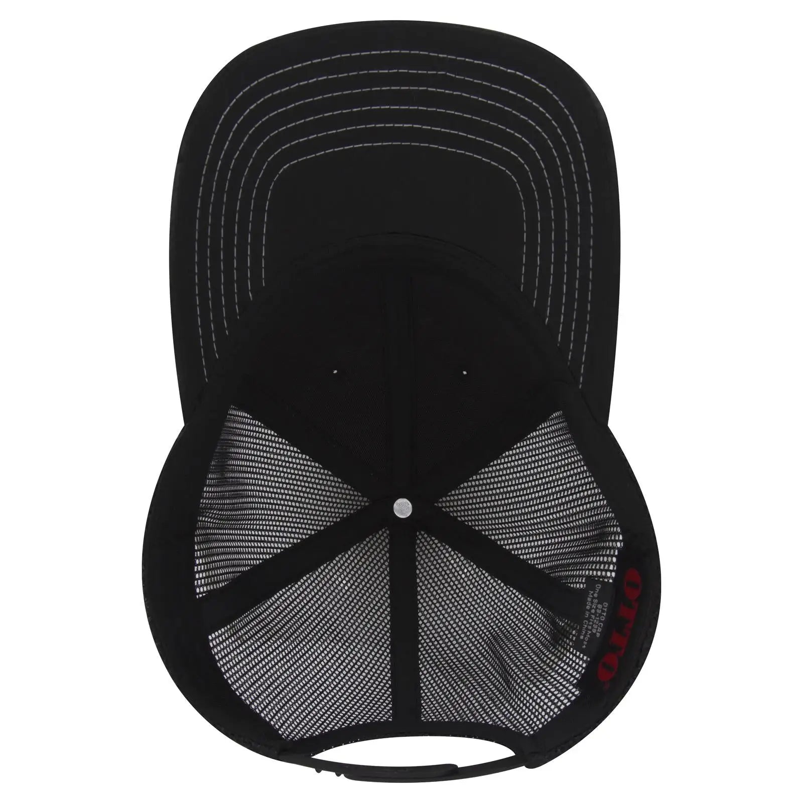 OTTO 83-1239 6 Panel Low Profile Mesh Back Trucker Cap - Black