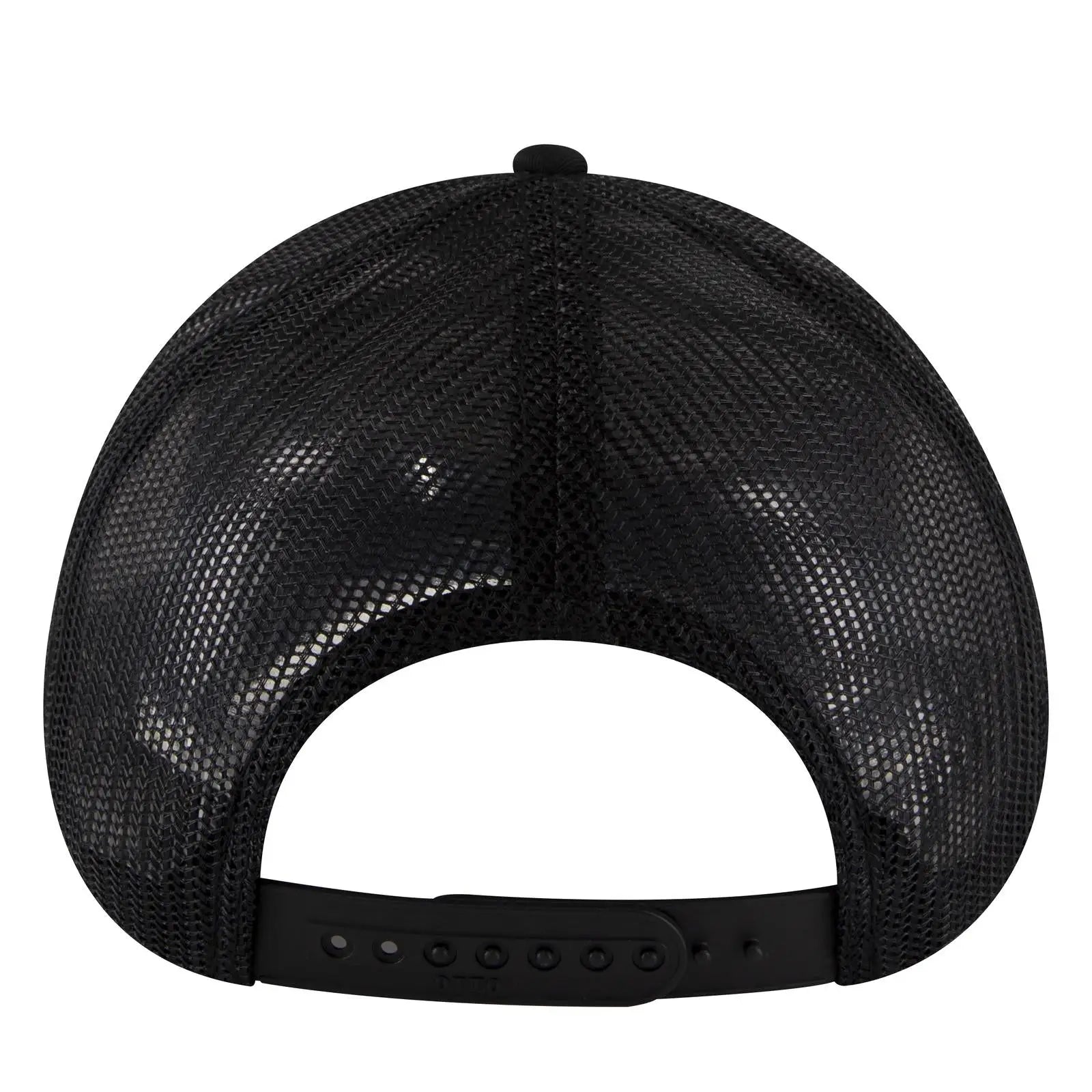 OTTO 83-1239 6 Panel Low Profile Mesh Back Trucker Cap - Black - Black / 6 1/2’’ - 7 5/8’’
