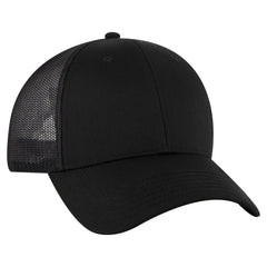 OTTO 83-1239 6 Panel Low Profile Mesh Back Trucker Cap - Black - Black / 6 1/2’’ - 7 5/8’’