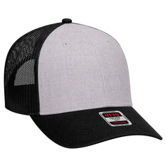 OTTO 83-1239 6 Panel Low Profile Mesh Back Trucker Cap - Black/Heather Gray/Black - Black/Heather Gray/Black / 6 1/2’’