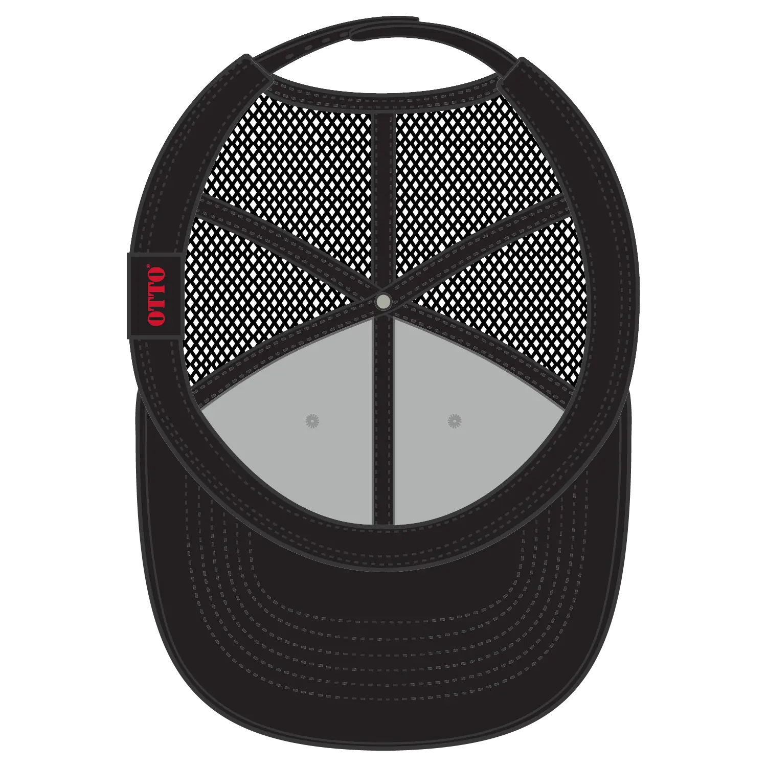 OTTO 83-1239 6 Panel Low Profile Mesh Back Trucker Cap - Black/Heather Gray/Black - Black/Heather Gray/Black / 6 1/2’’