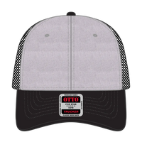OTTO 83-1239 6 Panel Low Profile Mesh Back Trucker Cap - Black/Heather Gray/Black - Black/Heather Gray/Black / 6 1/2’’