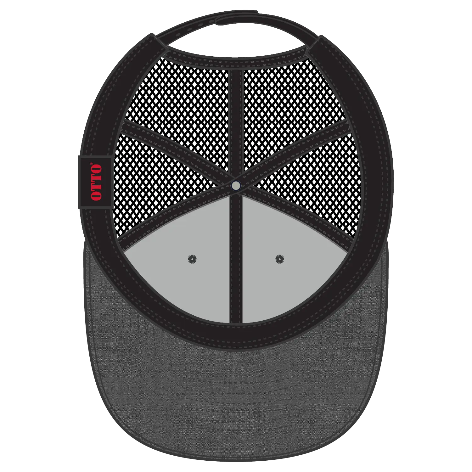 OTTO 83-1239 6 Panel Low Profile Mesh Back Trucker Cap - Blk - Blk / 6 1/2’’ - 7 5/8’’