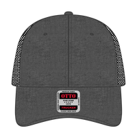 OTTO 83-1239 6 Panel Low Profile Mesh Back Trucker Cap - Blk - Blk / 6 1/2’’ - 7 5/8’’