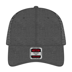 OTTO 83-1239 6 Panel Low Profile Mesh Back Trucker Cap - Blk - Blk / 6 1/2’’ - 7 5/8’’