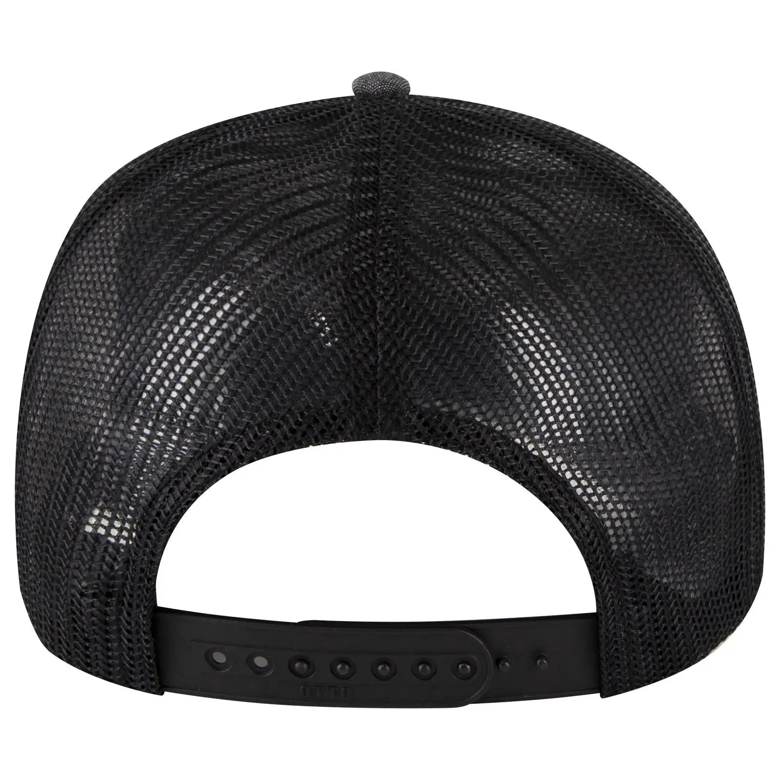OTTO 83-1239 6 Panel Low Profile Mesh Back Trucker Cap - Blk - Blk / 6 1/2’’ - 7 5/8’’