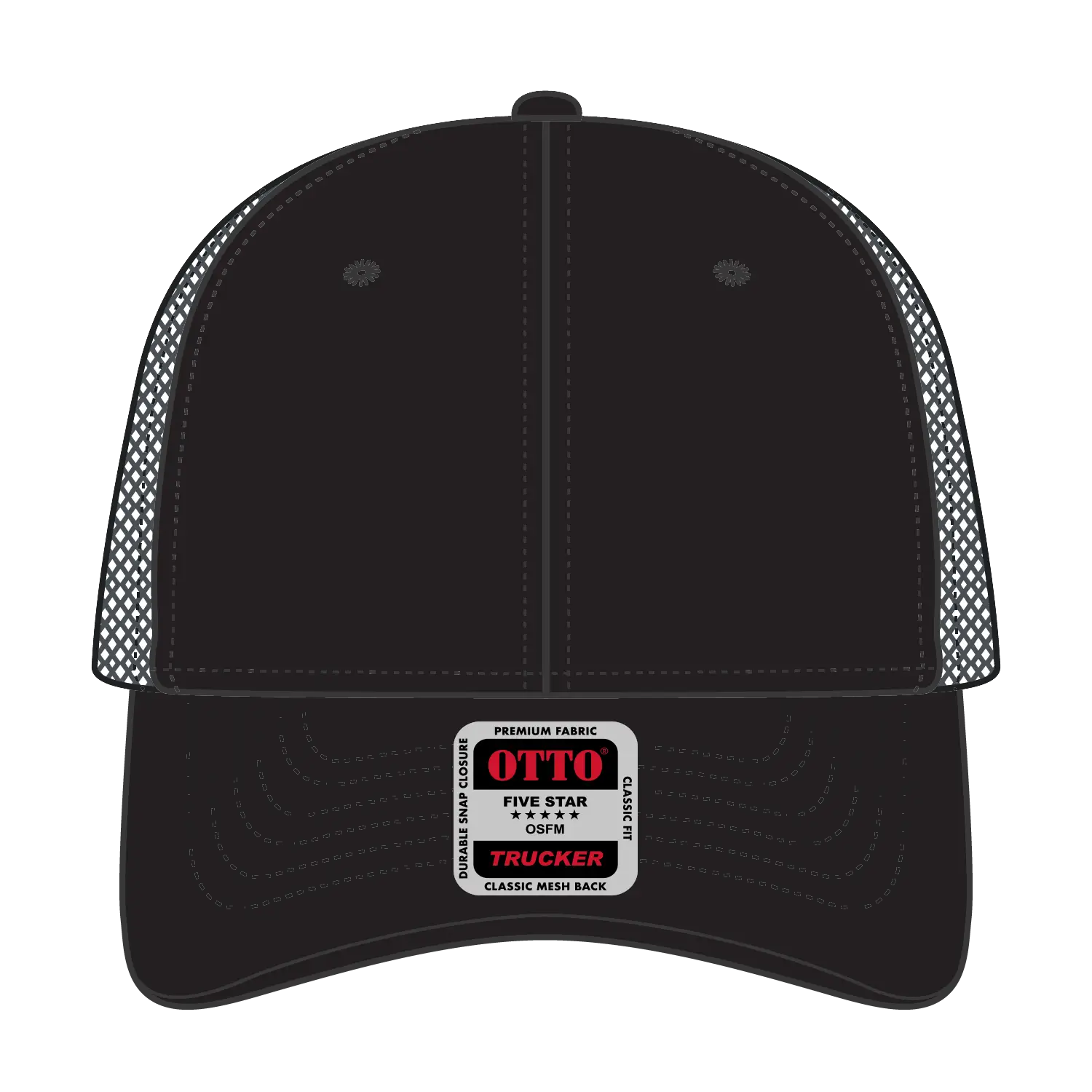 OTTO 83-1239 6 Panel Low Profile Mesh Back Trucker Cap - Blk/Blk/Ch.Gry - Blk/Blk/Ch.Gry / 6 1/2’’ - 7 5/8’’
