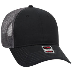 OTTO 83-1239 6 Panel Low Profile Mesh Back Trucker Cap - Blk/Blk/Ch.Gry - Blk/Blk/Ch.Gry / 6 1/2’’ - 7 5/8’’