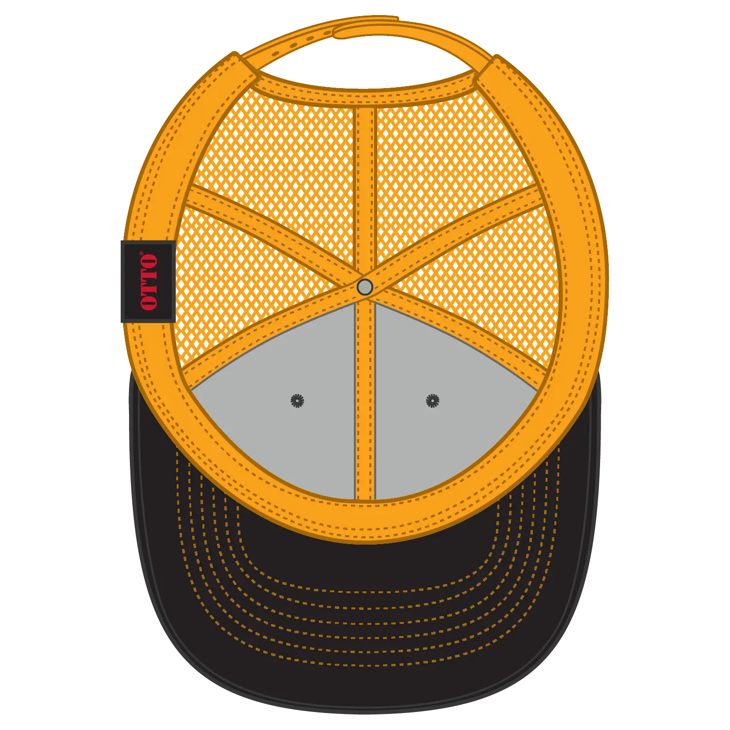 OTTO 83-1239 6 Panel Low Profile Mesh Back Trucker Cap - Blk/Blk/Gld - Blk/Blk/Gld / 6 1/2’’ - 7 5/8’’