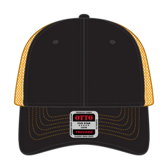 OTTO 83-1239 6 Panel Low Profile Mesh Back Trucker Cap - Blk/Blk/Gld - Blk/Blk/Gld / 6 1/2’’ - 7 5/8’’