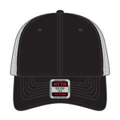 OTTO 83-1239 6 Panel Low Profile Mesh Back Trucker Cap - Blk/Blk/Gry - Blk/Blk/Gry / 6 1/2’’ - 7 5/8’’