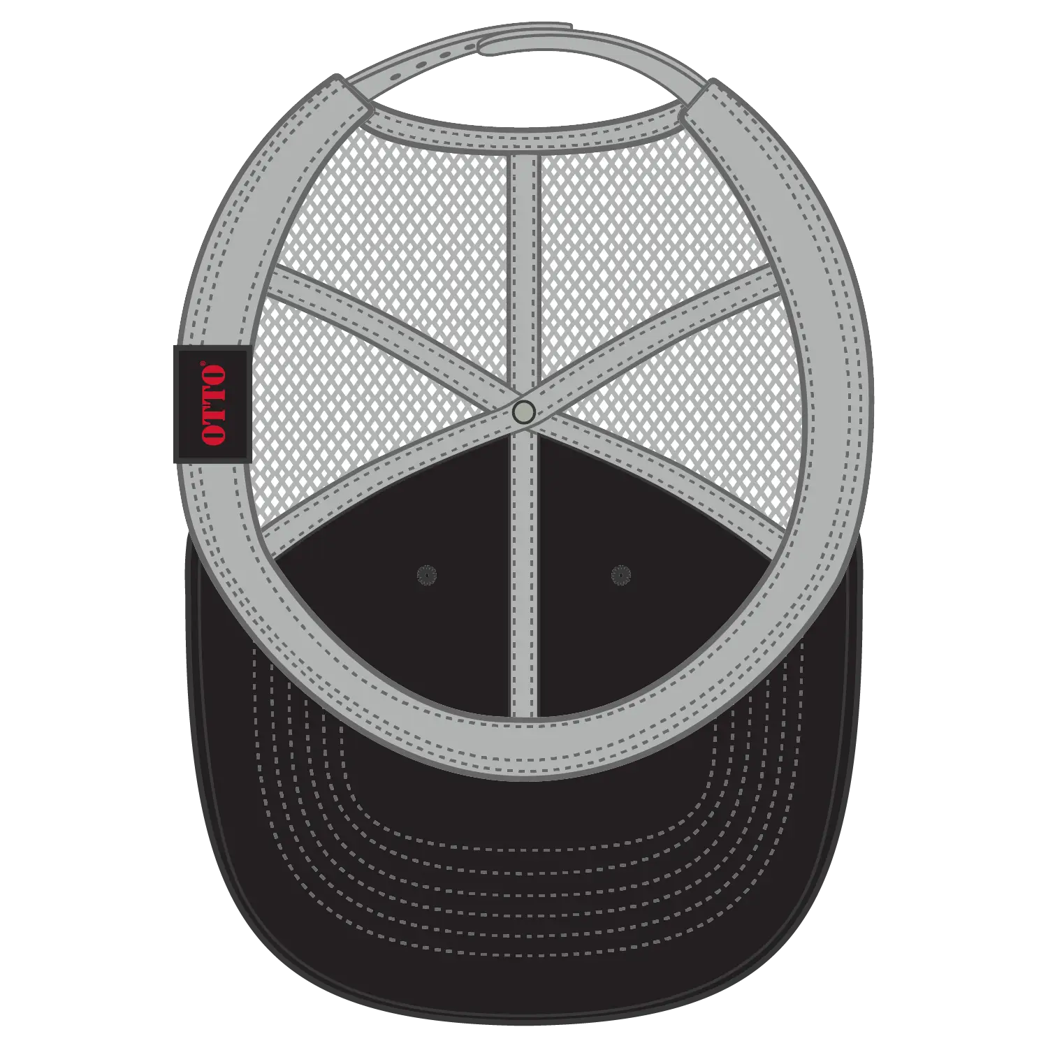OTTO 83-1239 6 Panel Low Profile Mesh Back Trucker Cap - Blk/Blk/Gry - Blk/Blk/Gry / 6 1/2’’ - 7 5/8’’