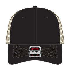 OTTO 83-1239 6 Panel Low Profile Mesh Back Trucker Cap - Blk/Blk/Kha - Blk/Blk/Kha / 6 1/2’’ - 7 5/8’’