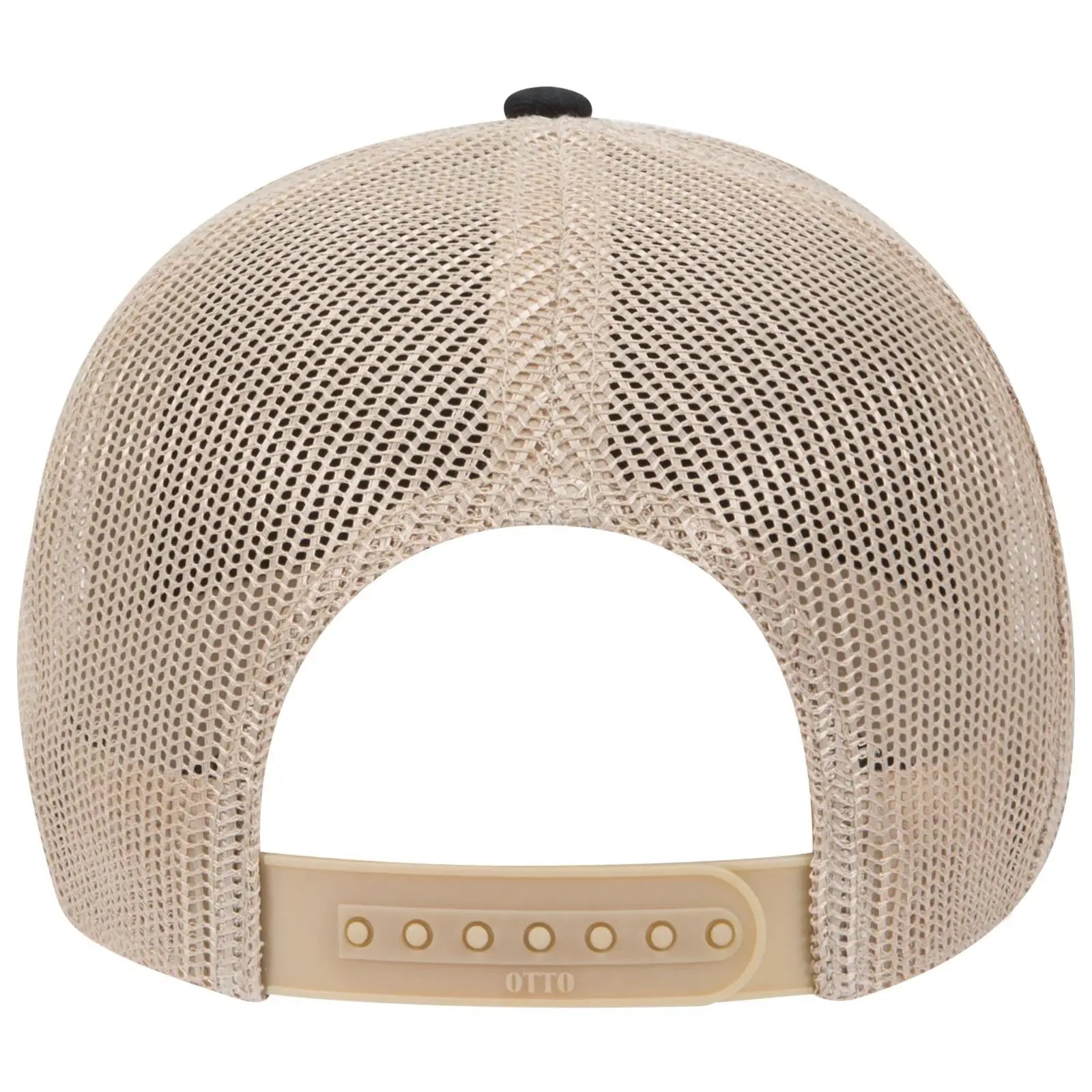 OTTO 83-1239 6 Panel Low Profile Mesh Back Trucker Cap - Blk/Blk/Kha - Blk/Blk/Kha / 6 1/2’’ - 7 5/8’’
