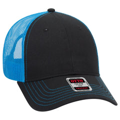 OTTO 83-1239 6 Panel Low Profile Mesh Back Trucker Cap - Blk/Blk/N.Blue - Blk/Blk/N.Blue / 6 1/2’’ - 7 5/8’’