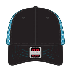OTTO 83-1239 6 Panel Low Profile Mesh Back Trucker Cap - Blk/Blk/N.Blue - Blk/Blk/N.Blue / 6 1/2’’ - 7 5/8’’