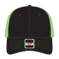 OTTO 83-1239 6 Panel Low Profile Mesh Back Trucker Cap - Blk/Blk/N.Grn - Blk/Blk/N.Grn / 6 1/2’’ - 7 5/8’’