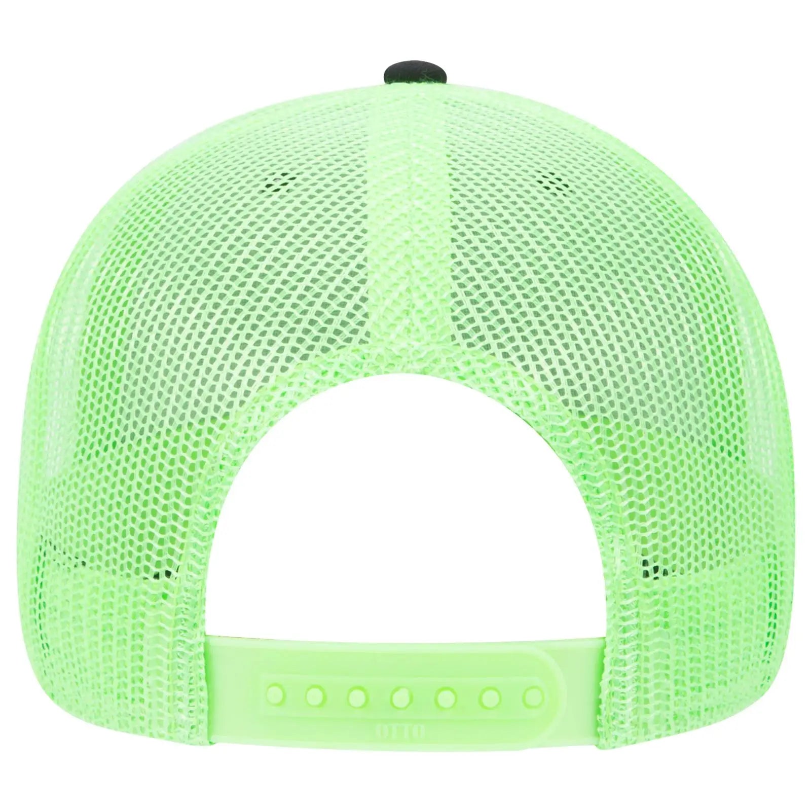 OTTO 83-1239 6 Panel Low Profile Mesh Back Trucker Cap - Blk/Blk/N.Grn - Blk/Blk/N.Grn / 6 1/2’’ - 7 5/8’’
