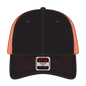 OTTO 83-1239 6 Panel Low Profile Mesh Back Trucker Cap - Blk/Blk/N Org - Blk/Blk/N Org / 6 1/2’’ - 7 5/8’’