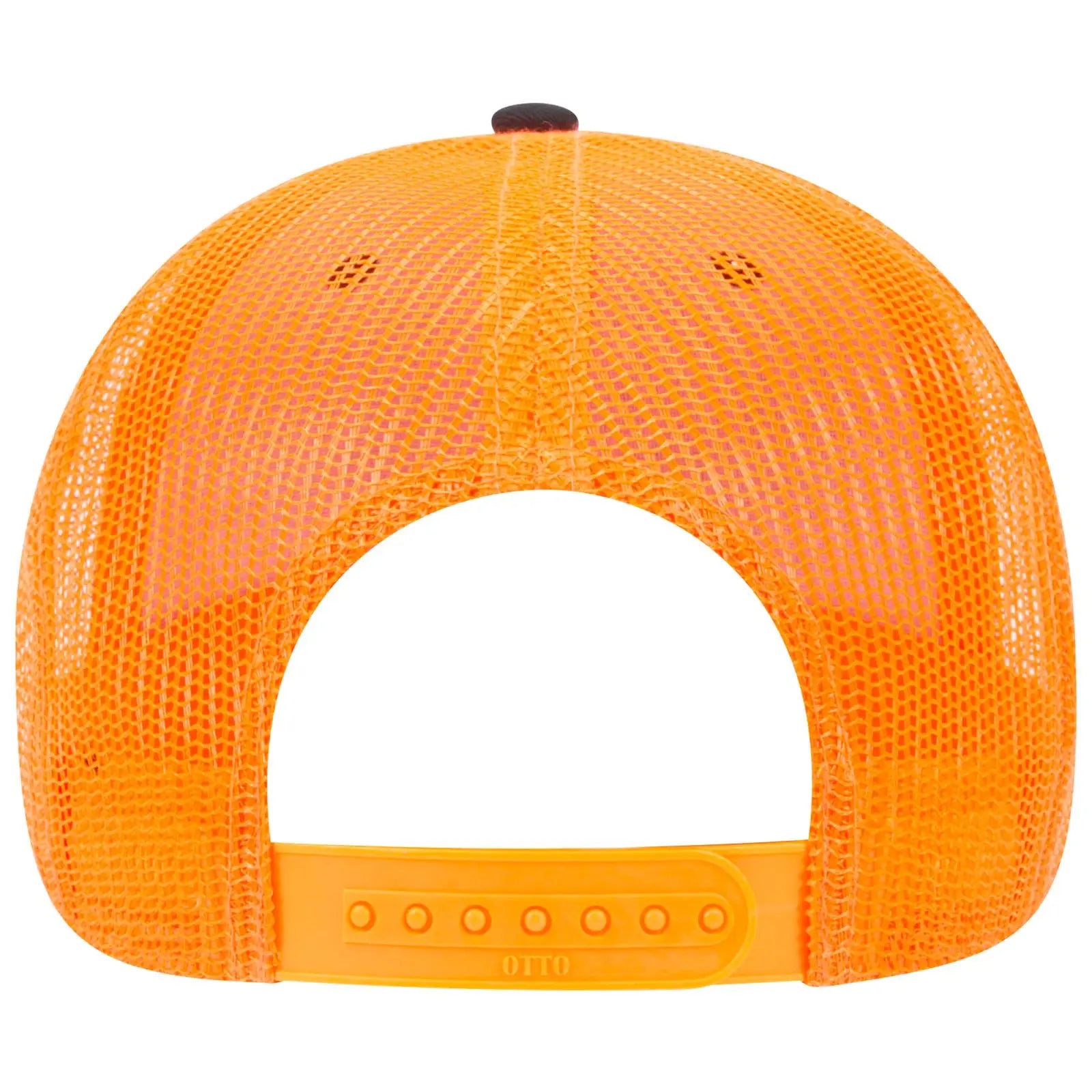 OTTO 83-1239 6 Panel Low Profile Mesh Back Trucker Cap - Blk/Blk/N Org - Blk/Blk/N Org / 6 1/2’’ - 7 5/8’’
