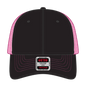 OTTO 83-1239 6 Panel Low Profile Mesh Back Trucker Cap - Blk/Blk/N.Pnk - Blk/Blk/N.Pnk / 6 1/2’’ - 7 5/8’’