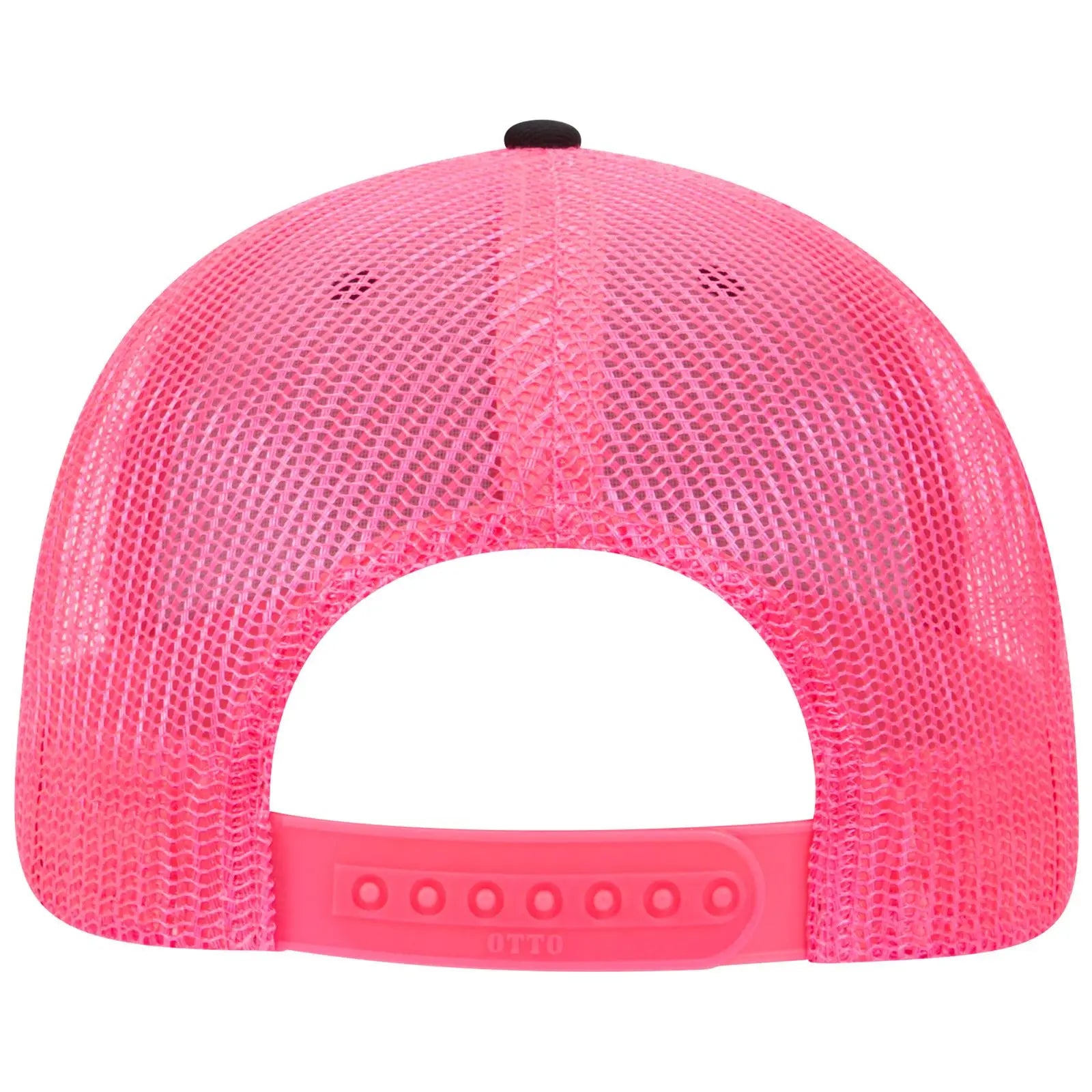 OTTO 83-1239 6 Panel Low Profile Mesh Back Trucker Cap - Blk/Blk/N.Pnk - Blk/Blk/N.Pnk / 6 1/2’’ - 7 5/8’’