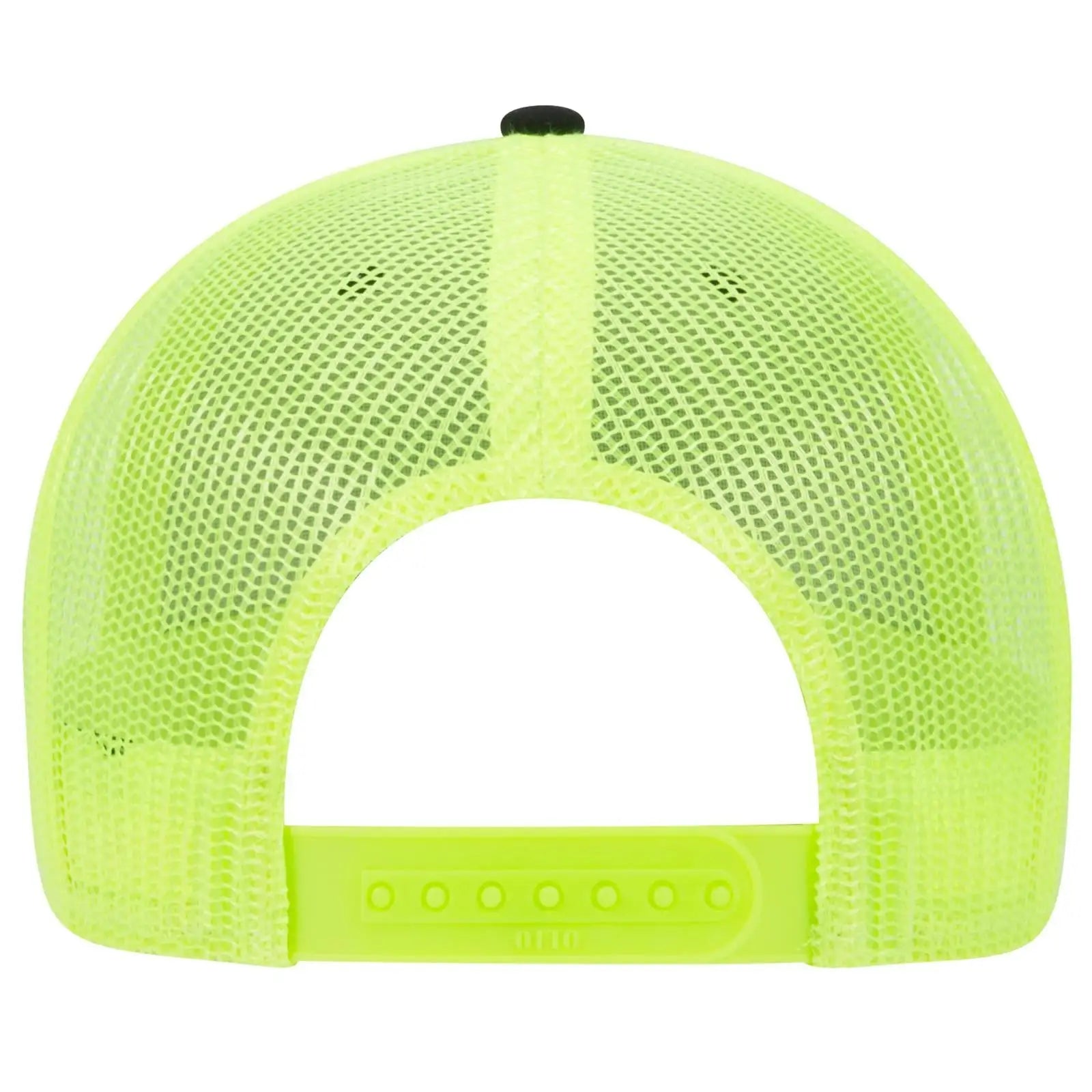 OTTO 83-1239 6 Panel Low Profile Mesh Back Trucker Cap - Blk/Blk/N.Ylw - Blk/Blk/N.Ylw / 6 1/2’’ - 7 5/8’’