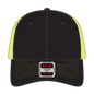 OTTO 83-1239 6 Panel Low Profile Mesh Back Trucker Cap - Blk/Blk/N.Ylw - Blk/Blk/N.Ylw / 6 1/2’’ - 7 5/8’’