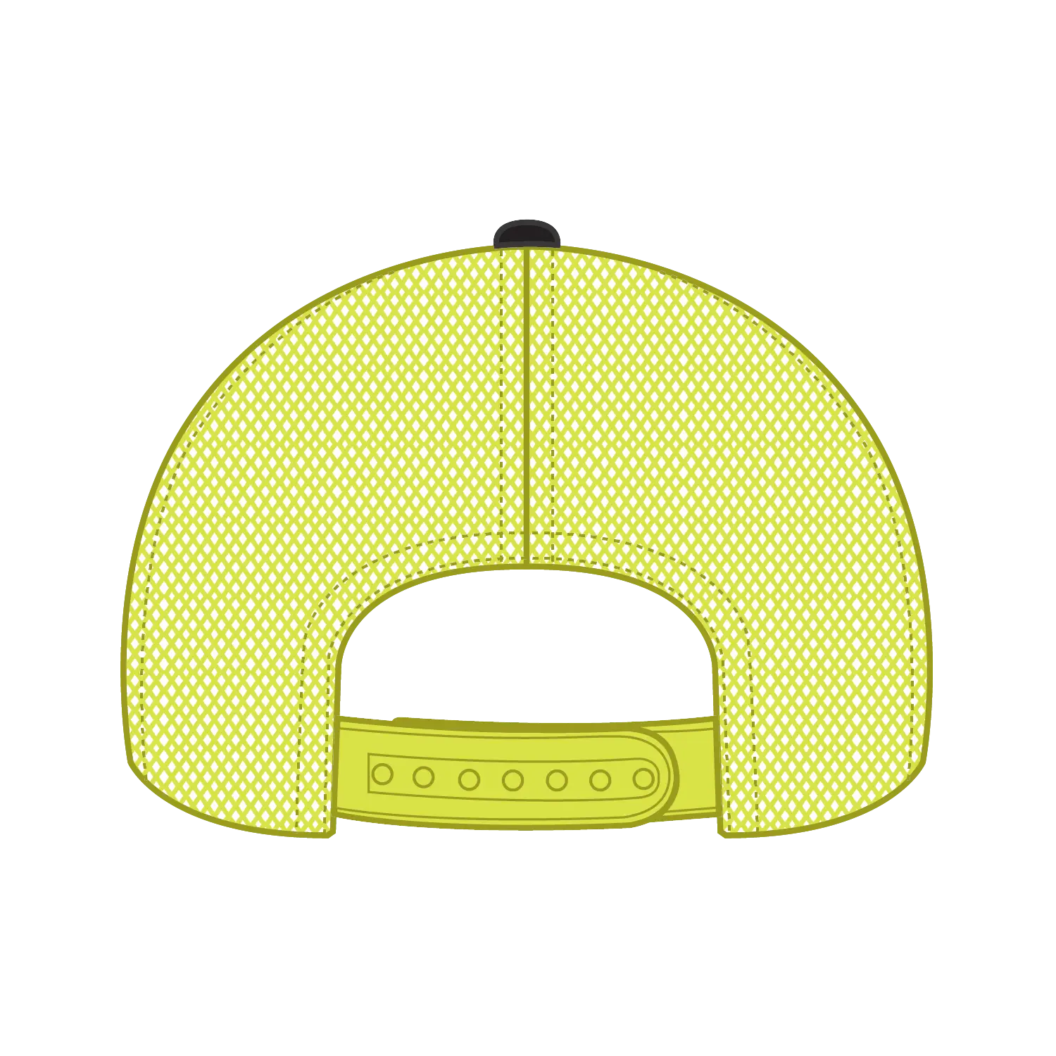 OTTO 83-1239 6 Panel Low Profile Mesh Back Trucker Cap - Blk/Blk/N.Ylw - Blk/Blk/N.Ylw / 6 1/2’’ - 7 5/8’’