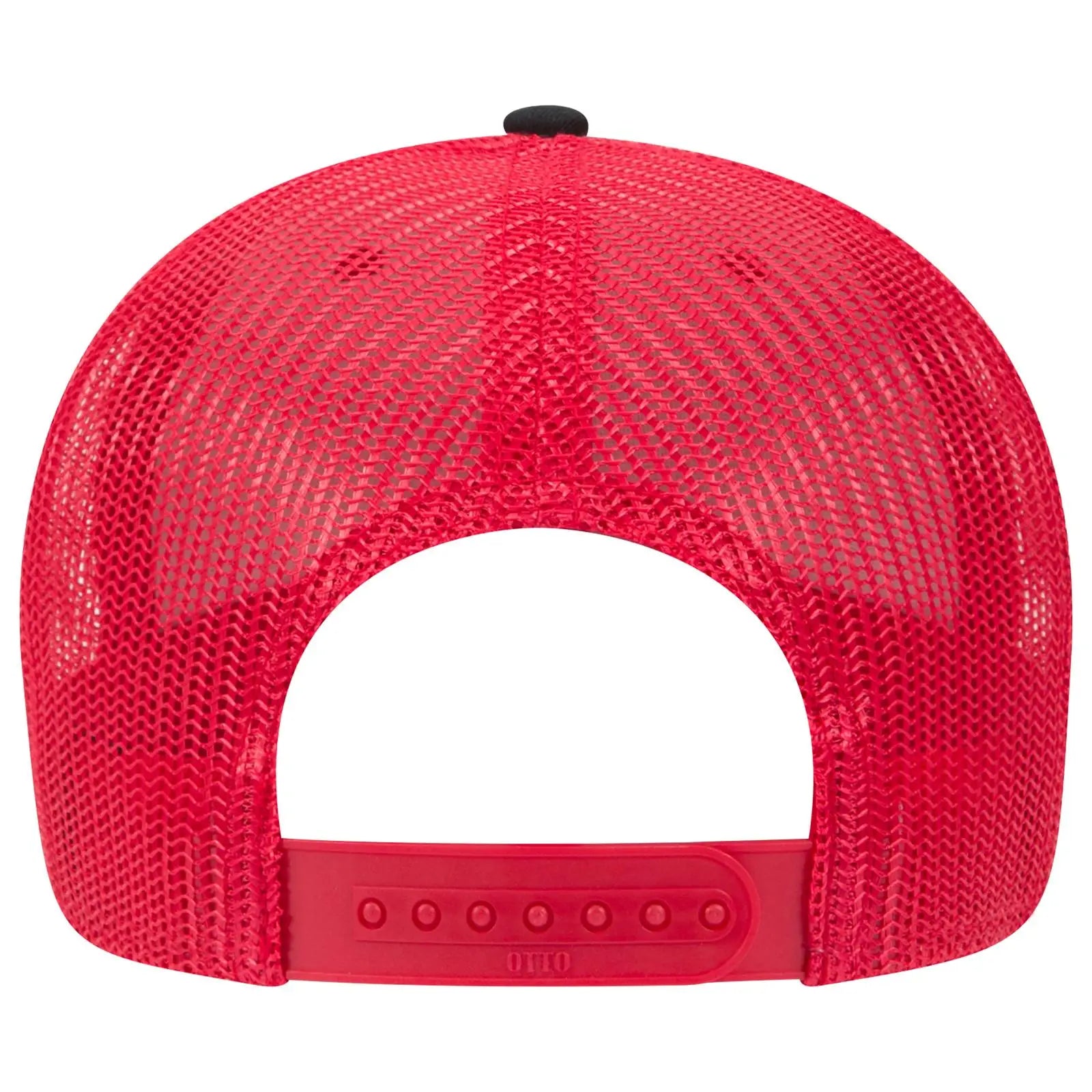 OTTO 83-1239 6 Panel Low Profile Mesh Back Trucker Cap - Blk/Blk/Red - Blk/Blk/Red / 6 1/2’’ - 7 5/8’’