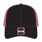 OTTO 83-1239 6 Panel Low Profile Mesh Back Trucker Cap - Blk/Blk/Red - Blk/Blk/Red / 6 1/2’’ - 7 5/8’’